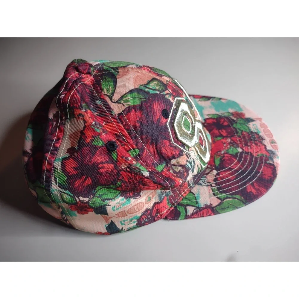 Carbon Elements‎ Floral Snapback Hat 86 Embroidered Adjustable Cap Gold Pink...